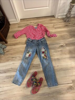 Women’s Embroidered Patch Ankle Jeans - Blue